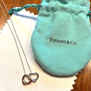 Tiffany & Co Elsa Peretti Open Heart Pendant Mini Sterling Silver & Rose Gold